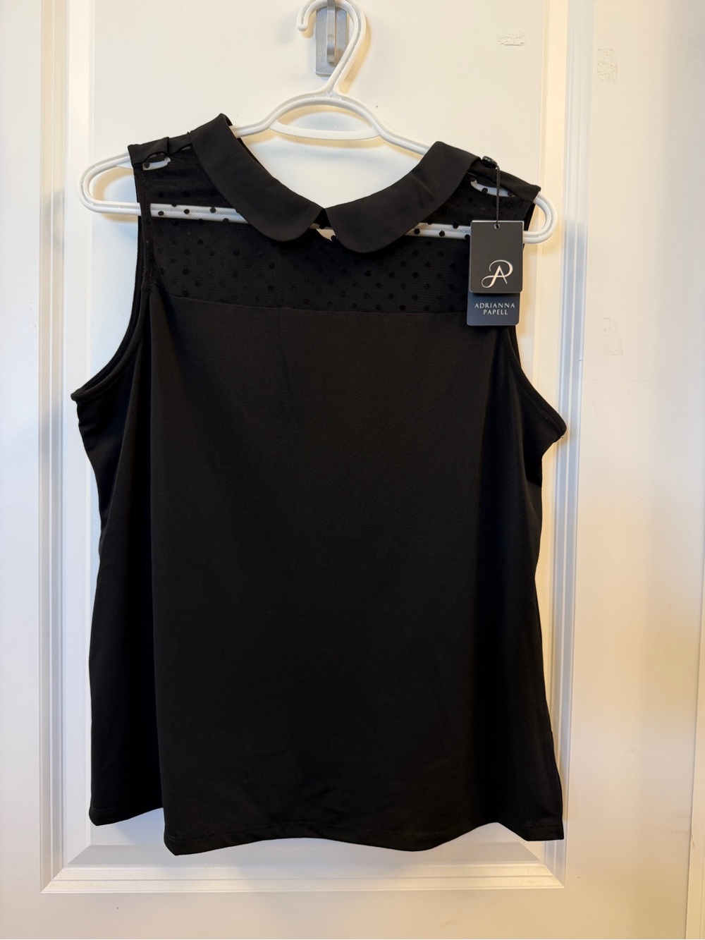 Adrianna Papell Black Sleeveless Peter Pan Collar Camisole